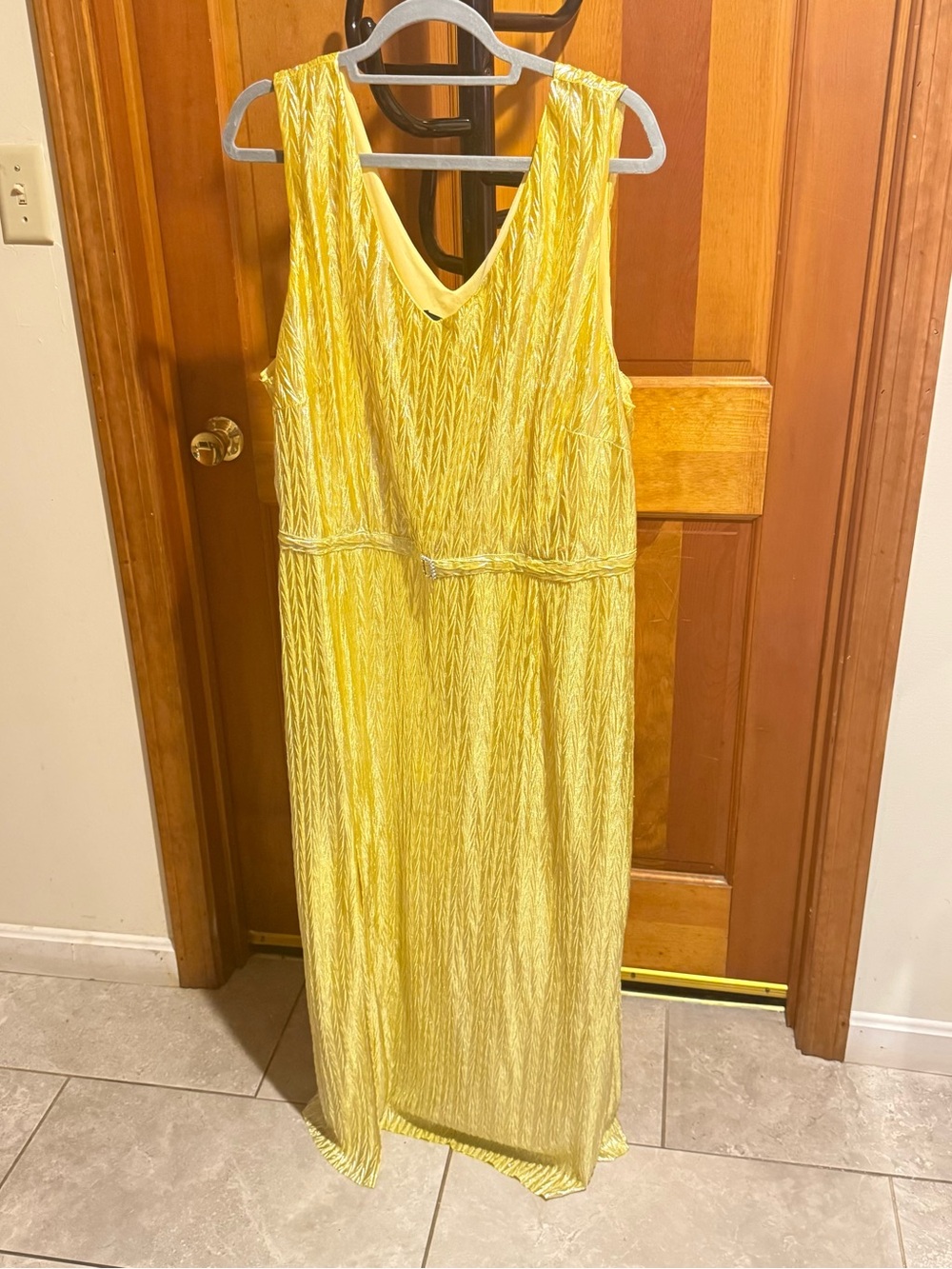 Glamour Nights Sunny Yellow Sleeveless Maxi Dress with V-Neck